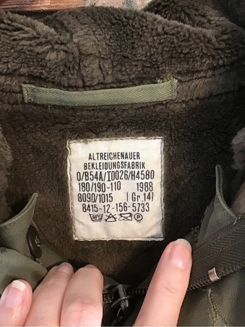 VINTAGE 1988 Men's Olive Green Hooded GERMEN Military Parka Jacket - Picture 4 of 6